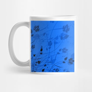 Special Floral Art Blue Black Mug